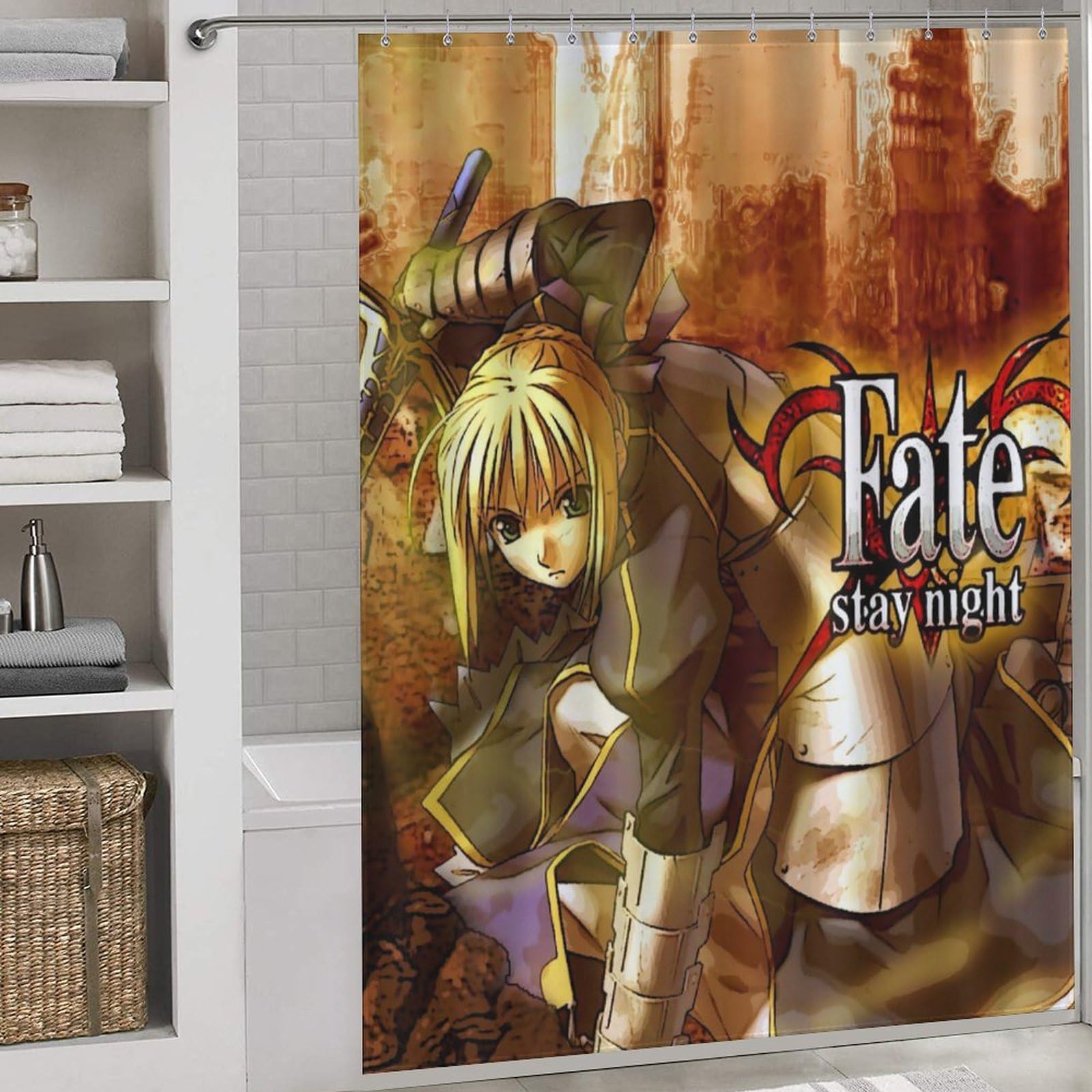 Amazon｜シャワーカーテン Fate Stay Night セイバー 66x72Inch